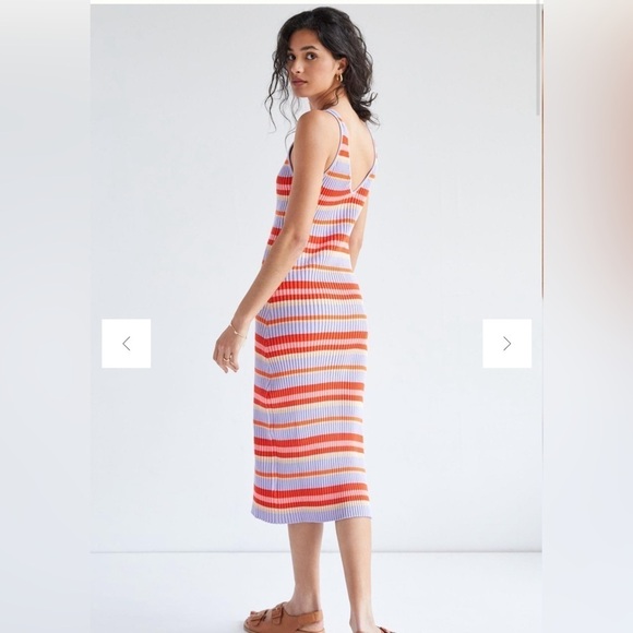 Seafolly sundancer ribbed Knit Cover-Up Maxi Dress sleeveless striped size S - Picture 4 of 14